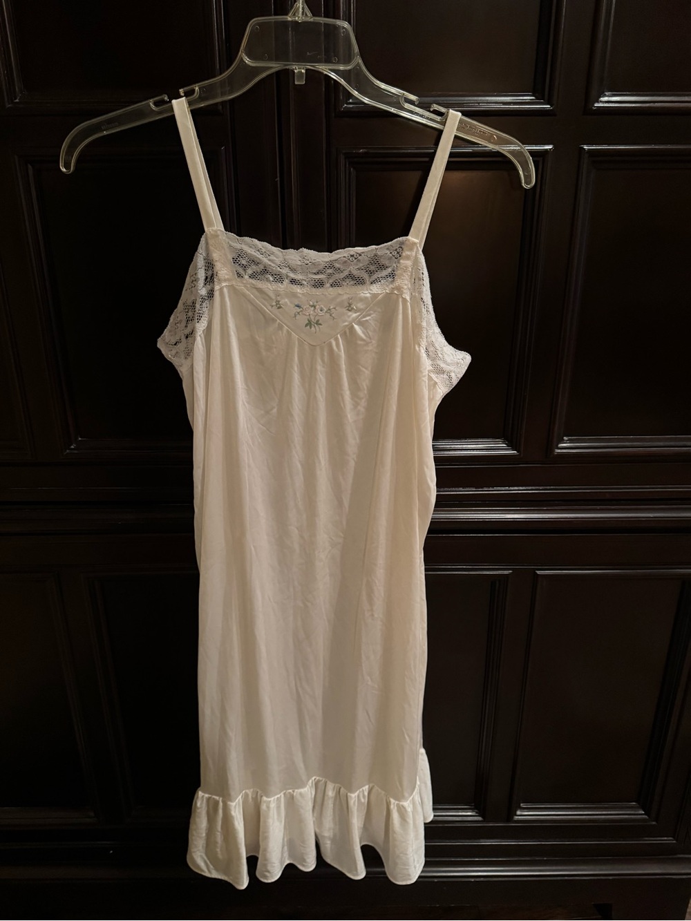 Kayser Lace Trim Full Slip Off White Vintage Lingerie Nightgown Made in USA sz M